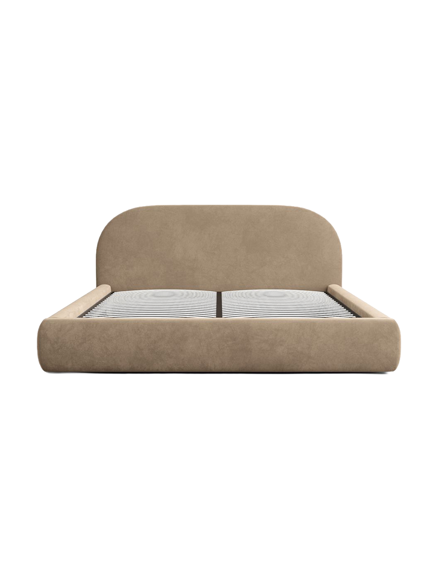 
Design Polsterbett „Zahra“ mit Ablagefach, Samt Braun - 140 x 200 cm