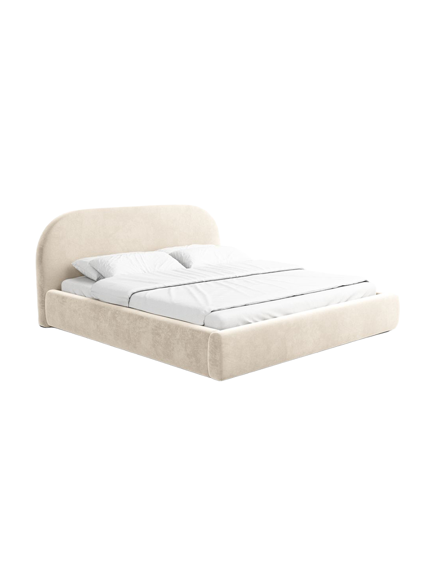 
Design Polsterbett „Zahra“ mit Ablagefach, Samt Cream - 140 x 200 cm