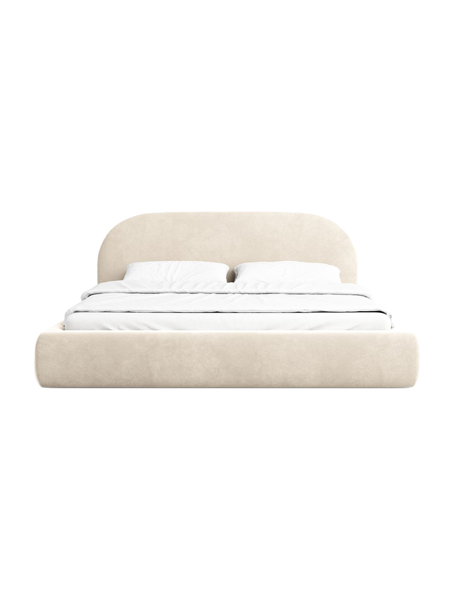 
Design Polsterbett „Zahra“ mit Ablagefach, Samt Cream - 140 x 200 cm