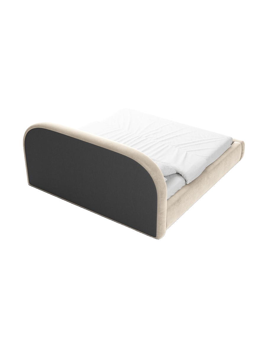 
Design Polsterbett „Zahra“ mit Ablagefach, Samt Cream - 140 x 200 cm