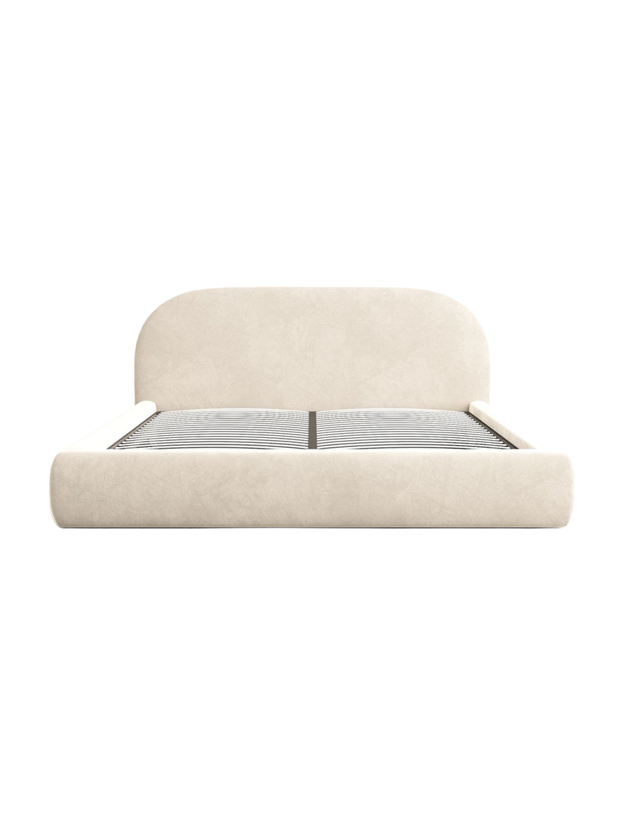
Design Polsterbett „Zahra“ mit Ablagefach, Samt Cream - 140 x 200 cm