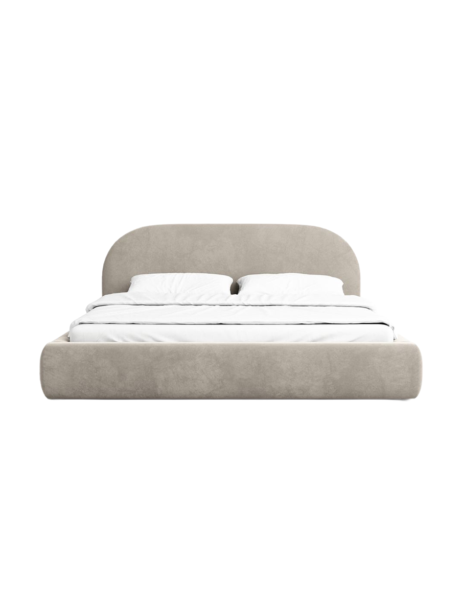 
Design Polsterbett „Zahra“ mit Ablagefach, Samt Beige dunkel - 140 x 200 cm