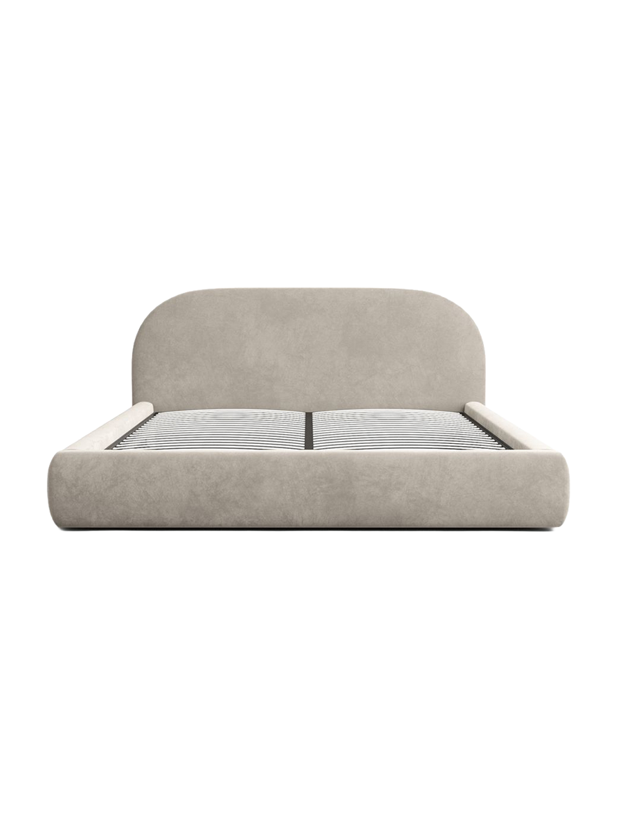 
Design Polsterbett „Zahra“ mit Ablagefach, Samt Beige dunkel - 140 x 200 cm