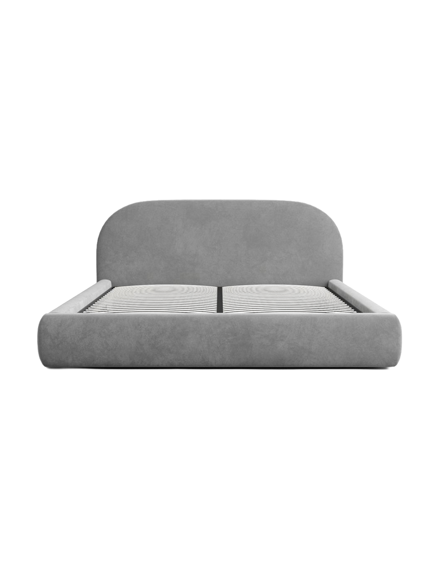 
Design Polsterbett „Zahra“ mit Ablagefach, Samt Grau - 140 x 200 cm