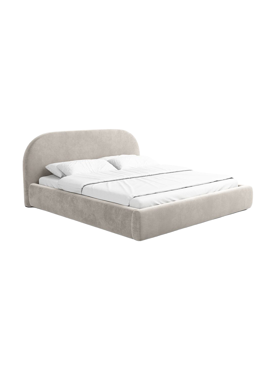 
Design Polsterbett „Zahra“ mit Ablagefach, Samt Sand - 140 x 200 cm