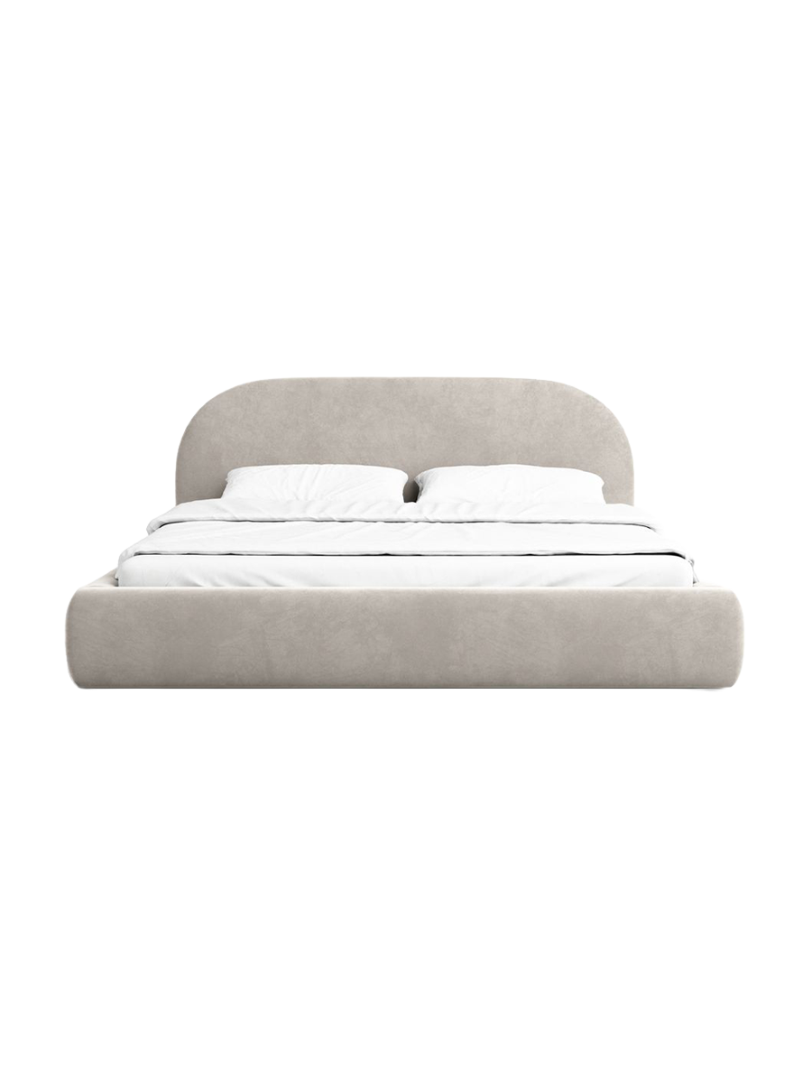 
Design Polsterbett „Zahra“ mit Ablagefach, Samt Sand - 140 x 200 cm