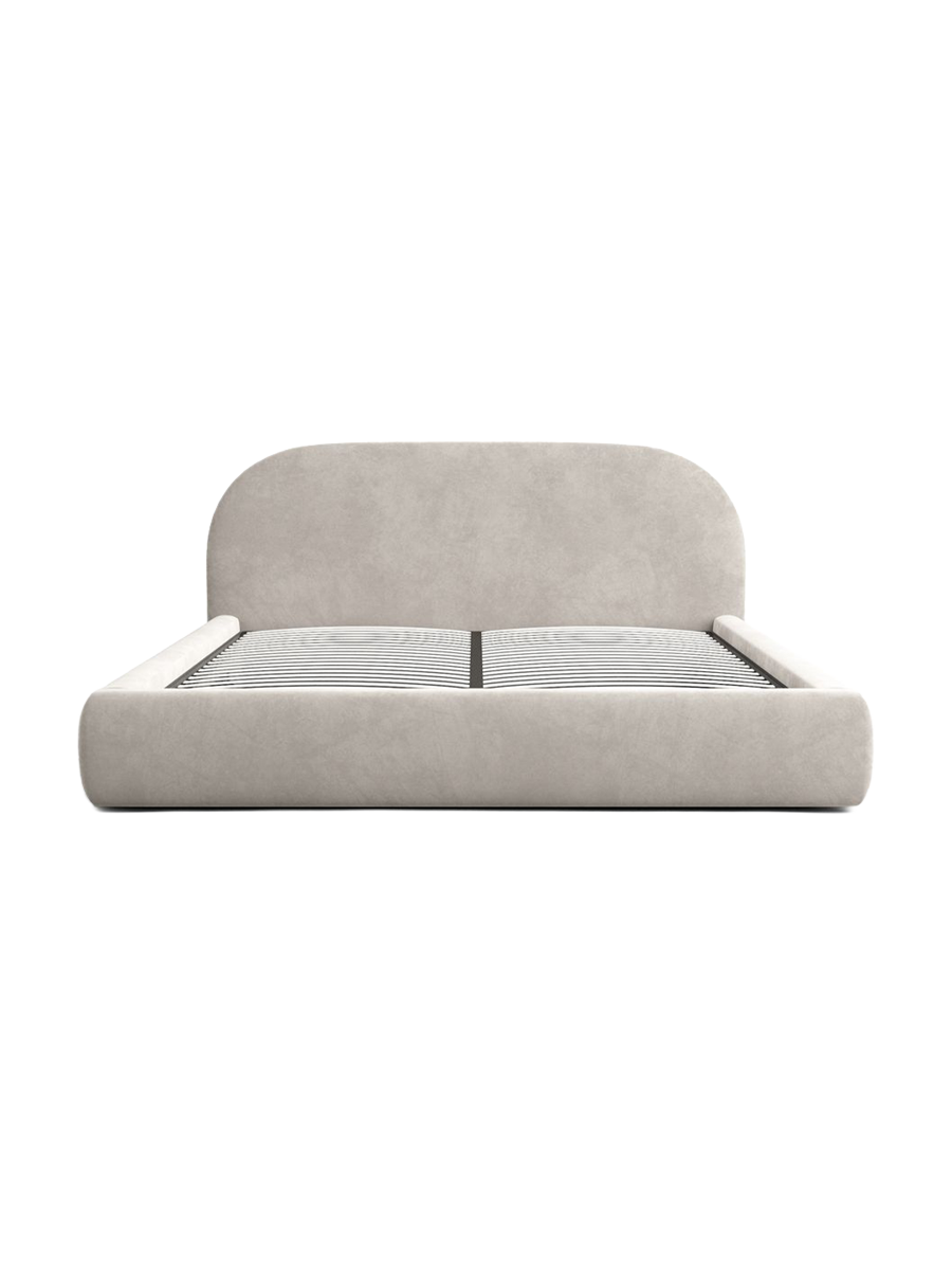 
Design Polsterbett „Zahra“ mit Ablagefach, Samt Sand - 140 x 200 cm