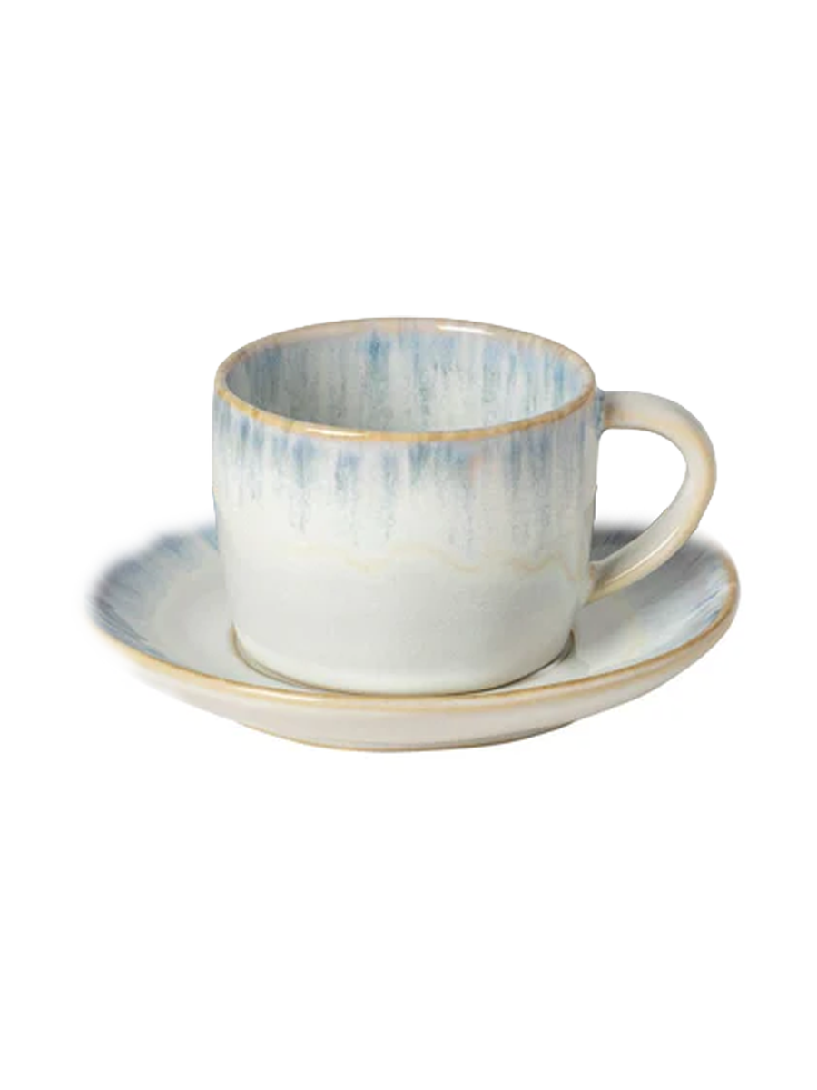
Handmade Coffee & Tea Cup "Brisa" with Saucer - Blue
