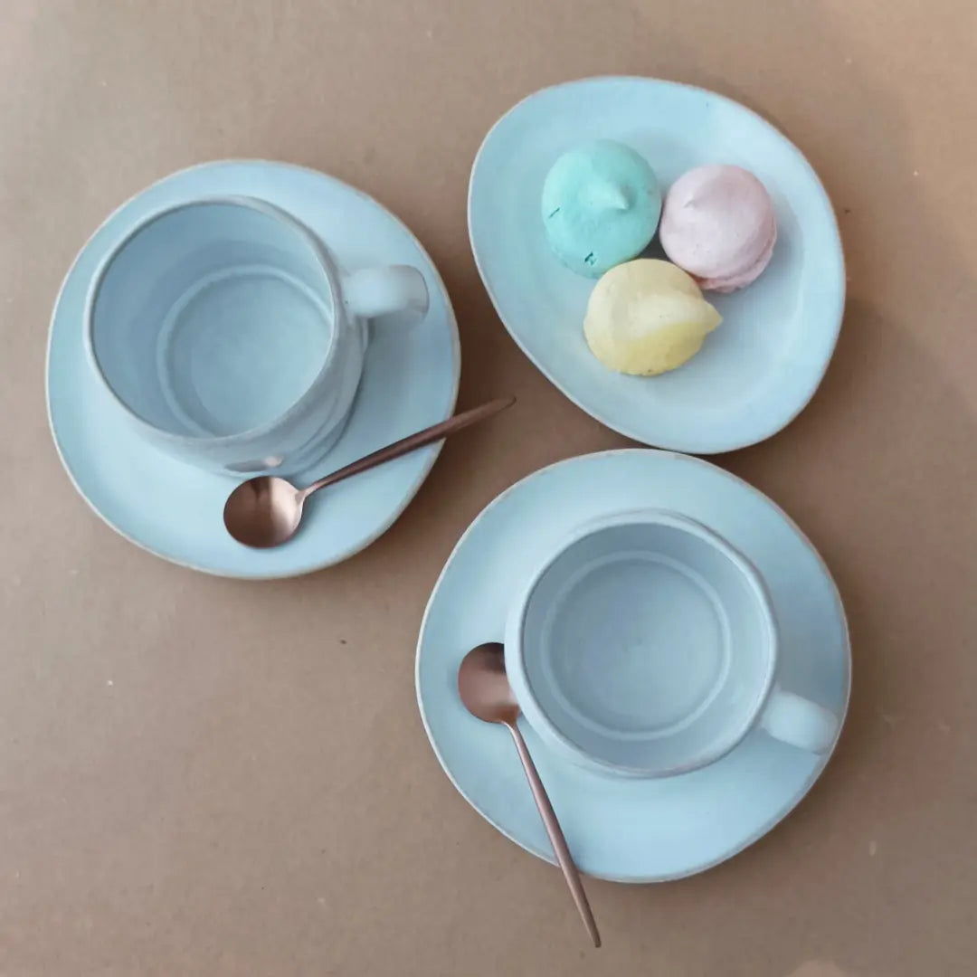 
Handmade Coffee & Tea Cup "Brisa" with Saucer - Salt