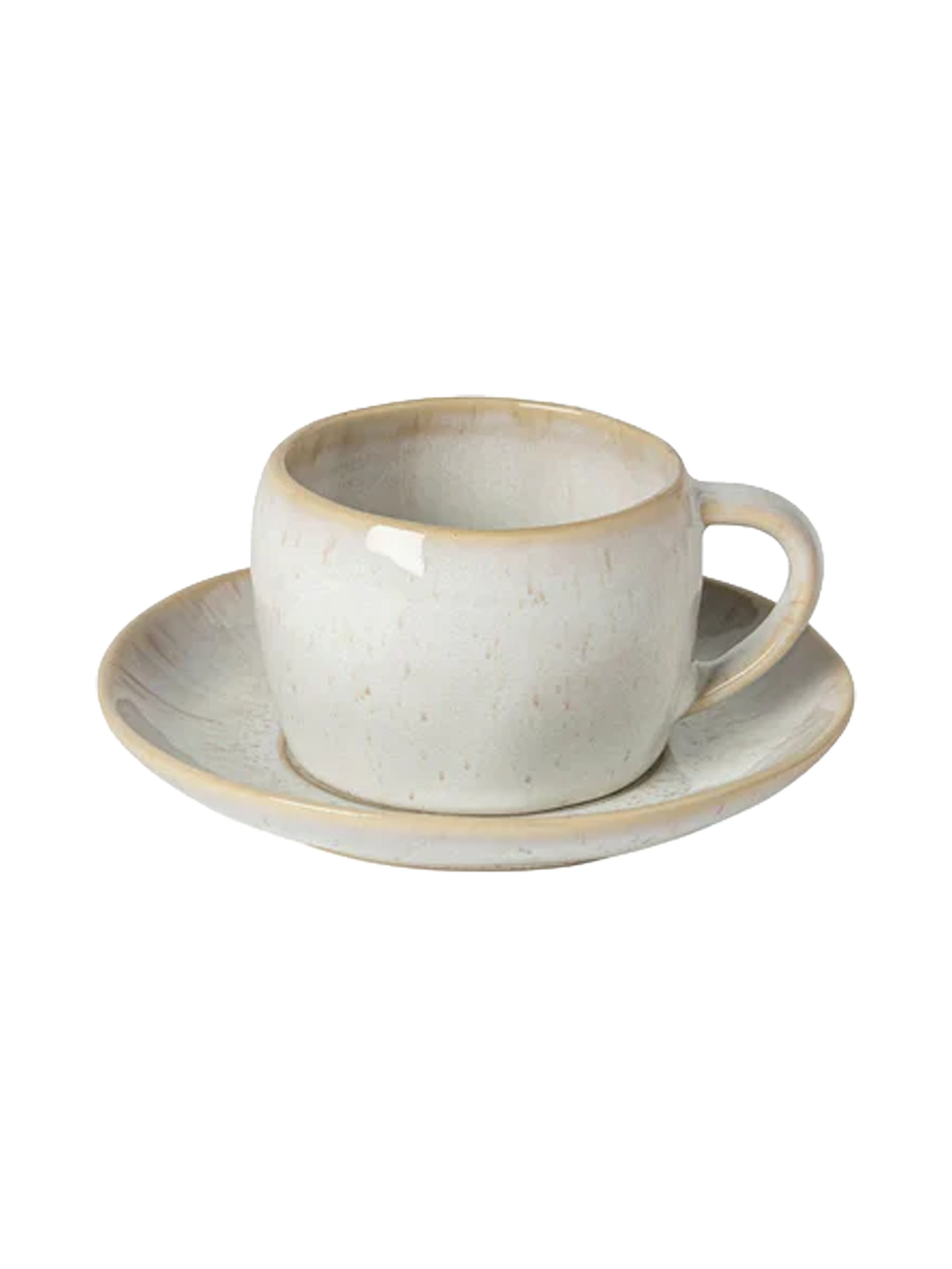 
Handmade Tea & Coffee Cup "Eivissa" with Saucer - Sand Beige