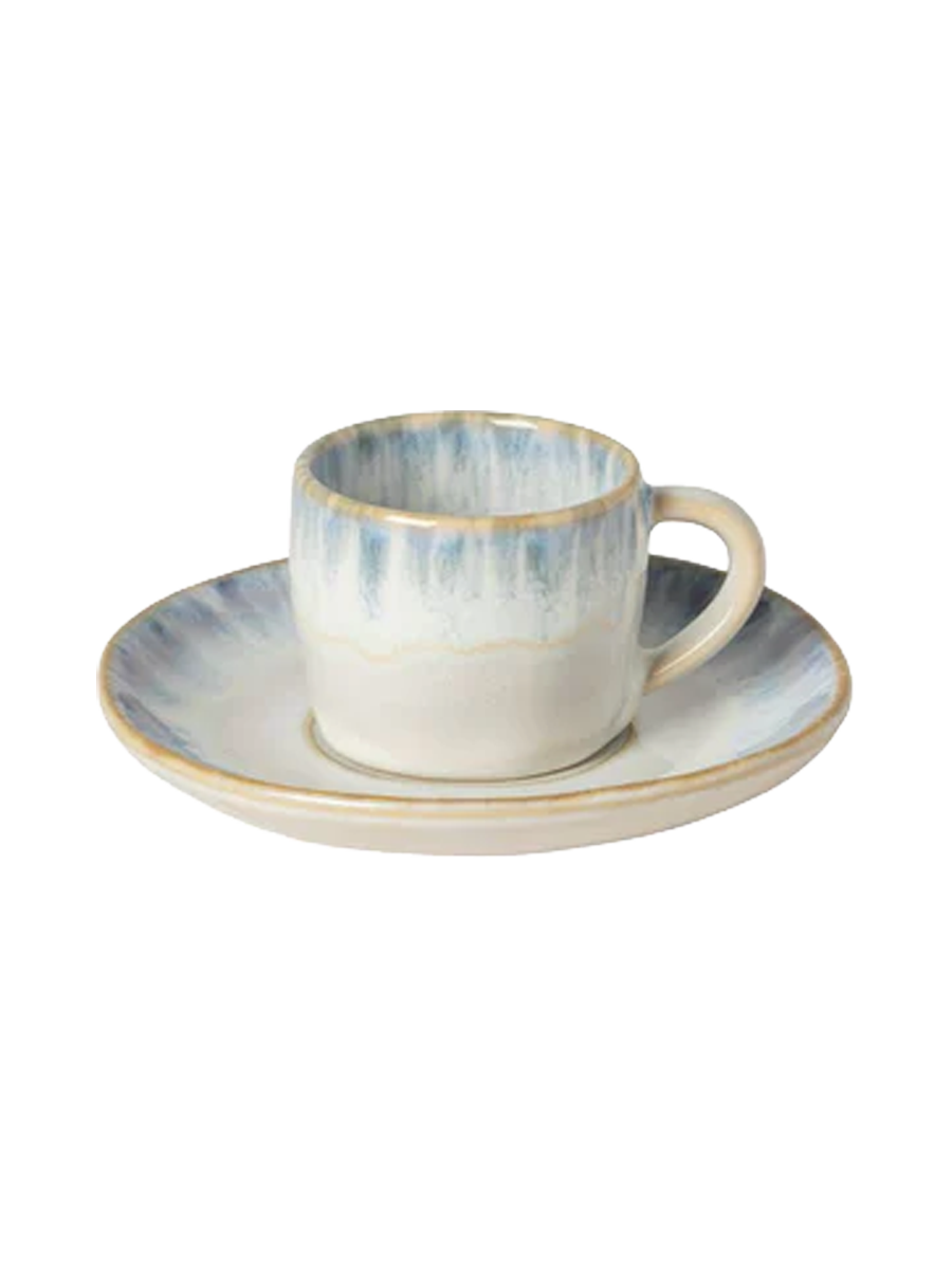 
Handmade Espresso Cup "Brisa" with Saucer - Blue