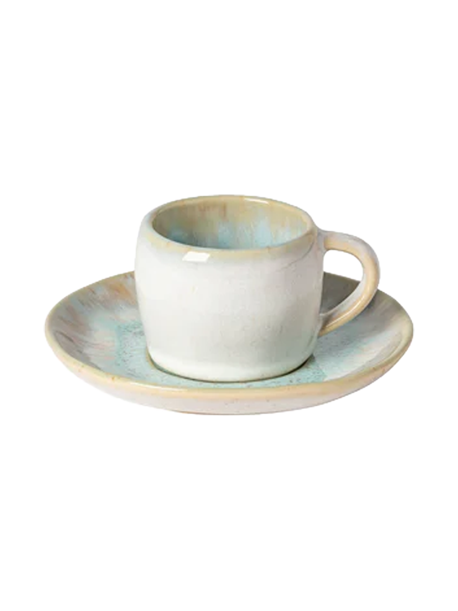 
Handcrafted Espresso Cup "Eivissa" with Saucer - Sea Blue