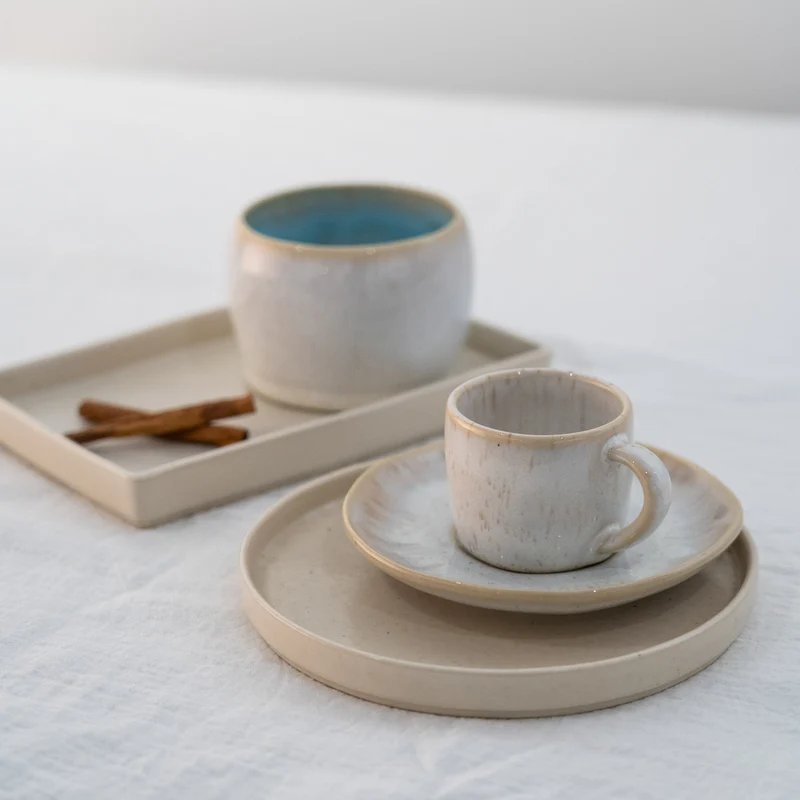 
Handcrafted Espresso Cup "Eivissa" with Saucer - Sand Beige