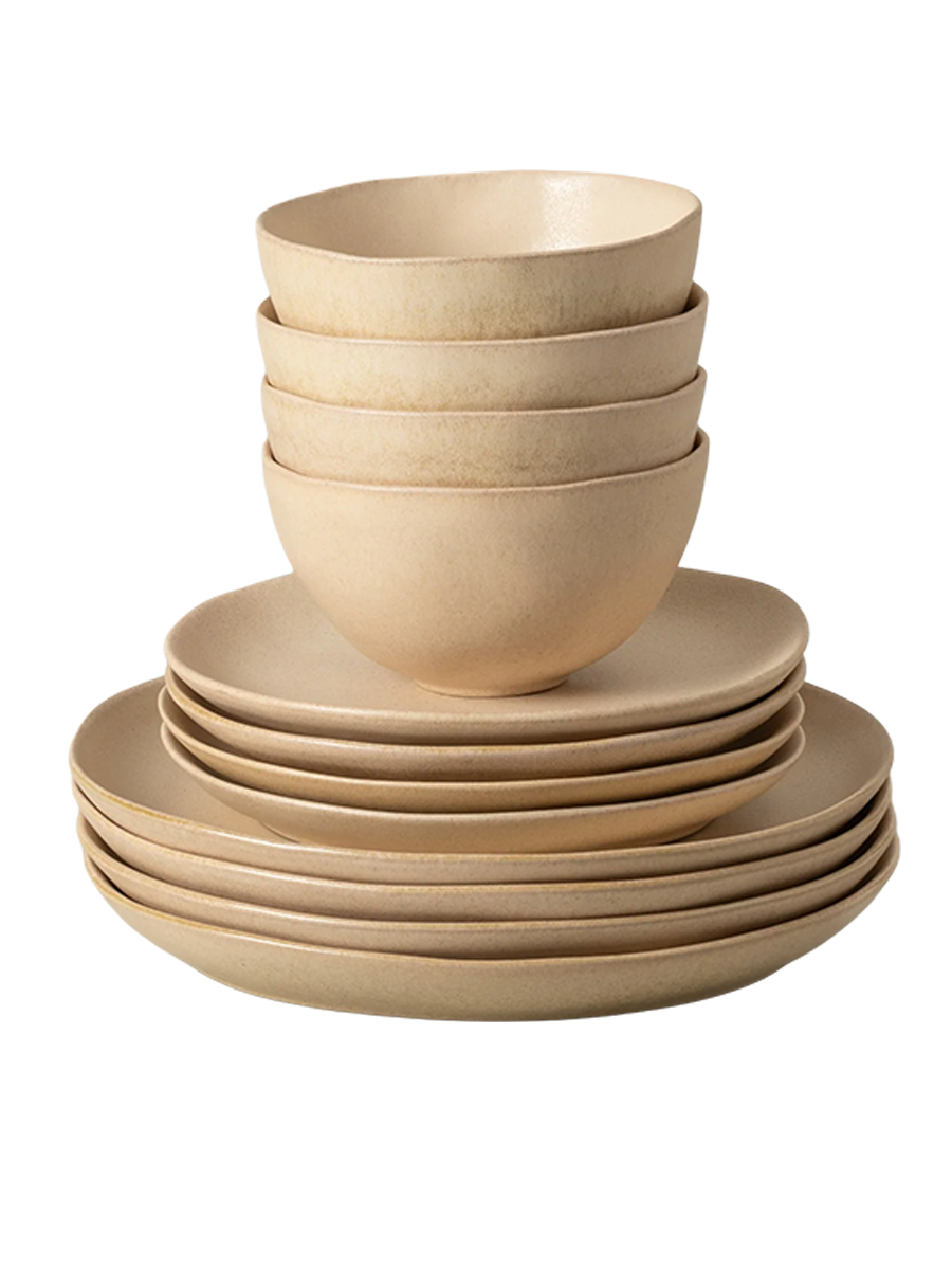
Handmade Dinnerware Set "Livia Champagne", 4 persons, 12-piece