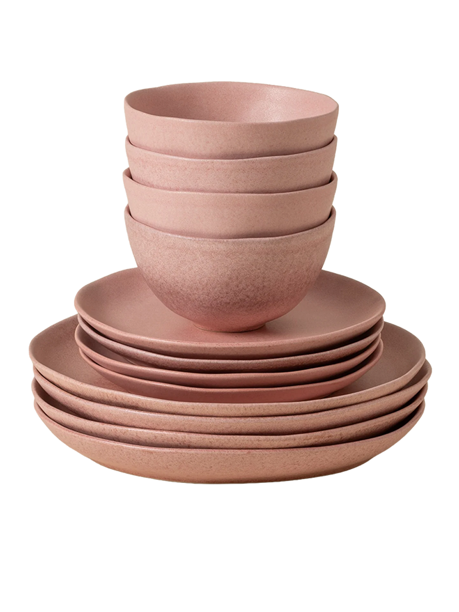 
Handmade Dinnerware Set "Livia Rosa", 4 people, 12-piece