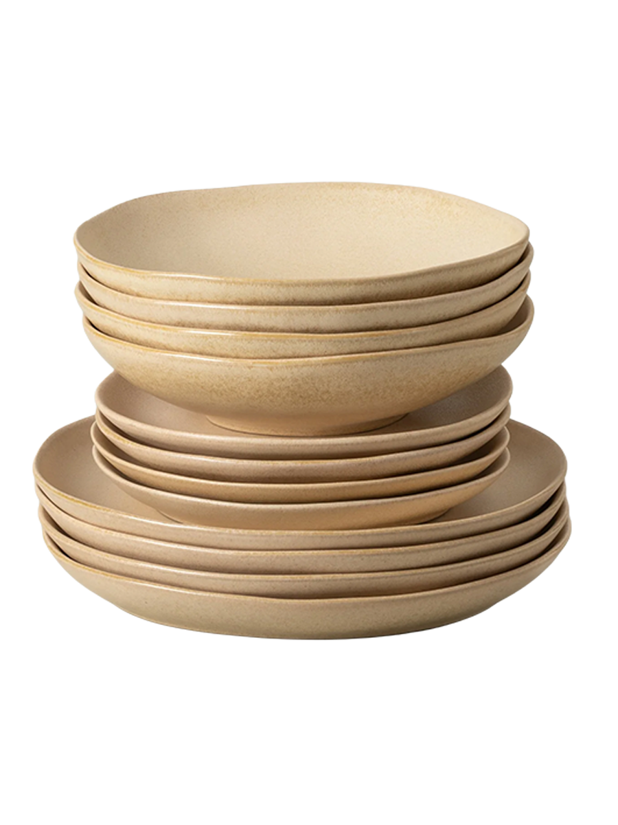 
Handmade Dinnerware Set "Livia II Champagne", 4 People, 12-Piece