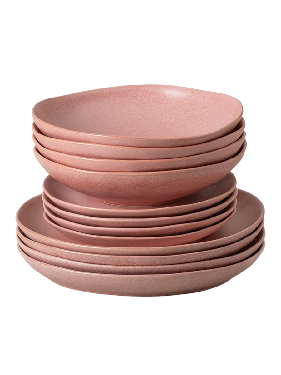 
Handmade Dinnerware Set "Livia II Rosa", 4 people, 12-piece