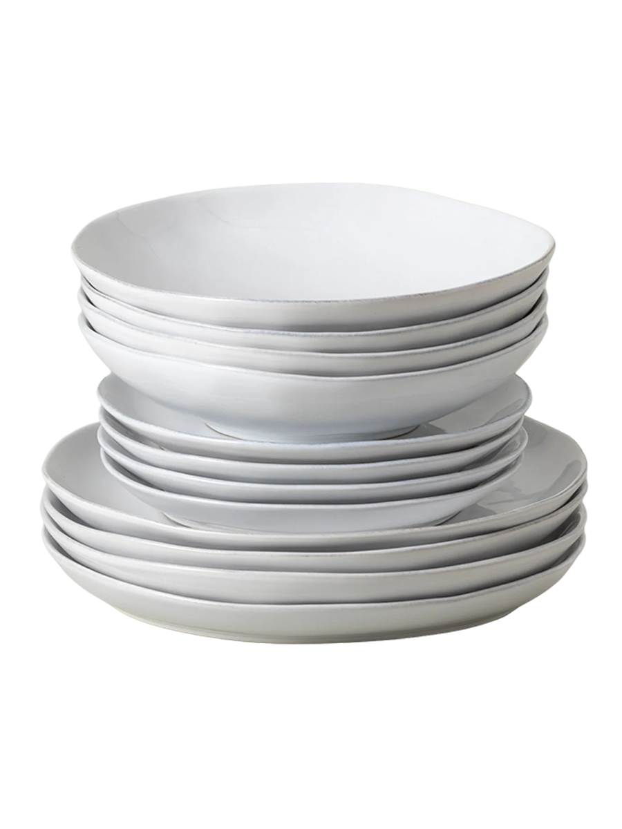 
Handmade Dinnerware Set "Livia II White", 4 persons, 12 pieces