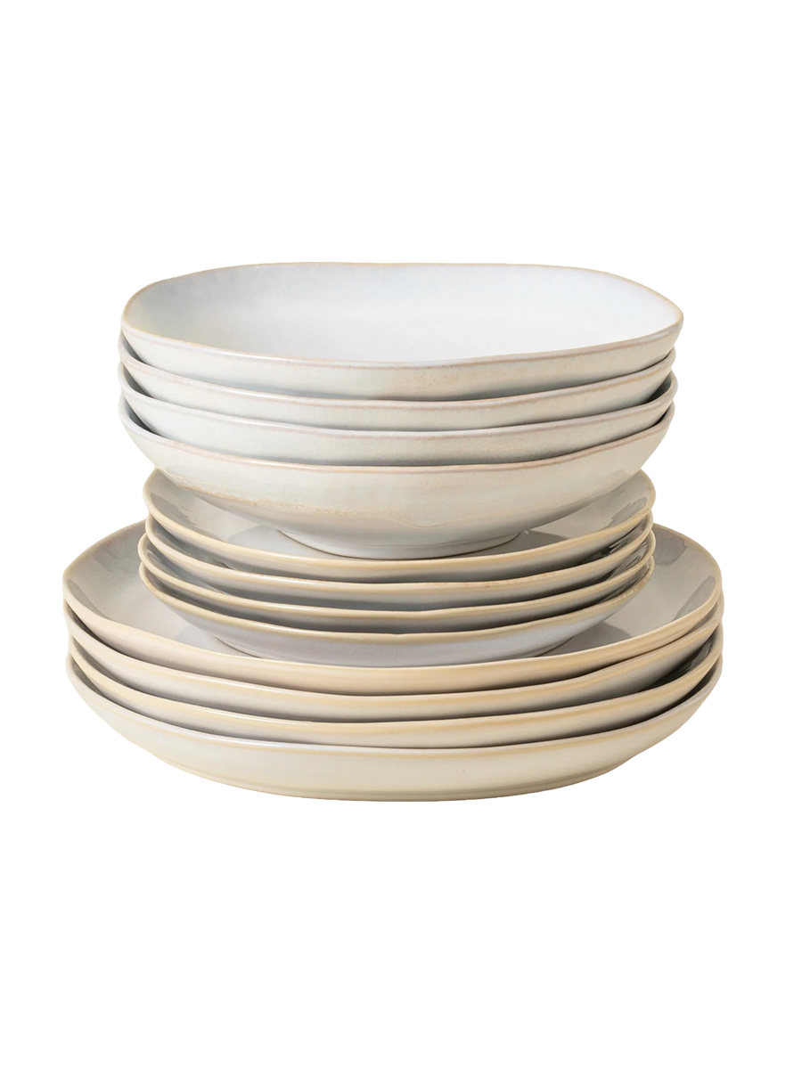 
Handmade Dinnerware Set "Brisa II Salt", 4 people, 12-piece