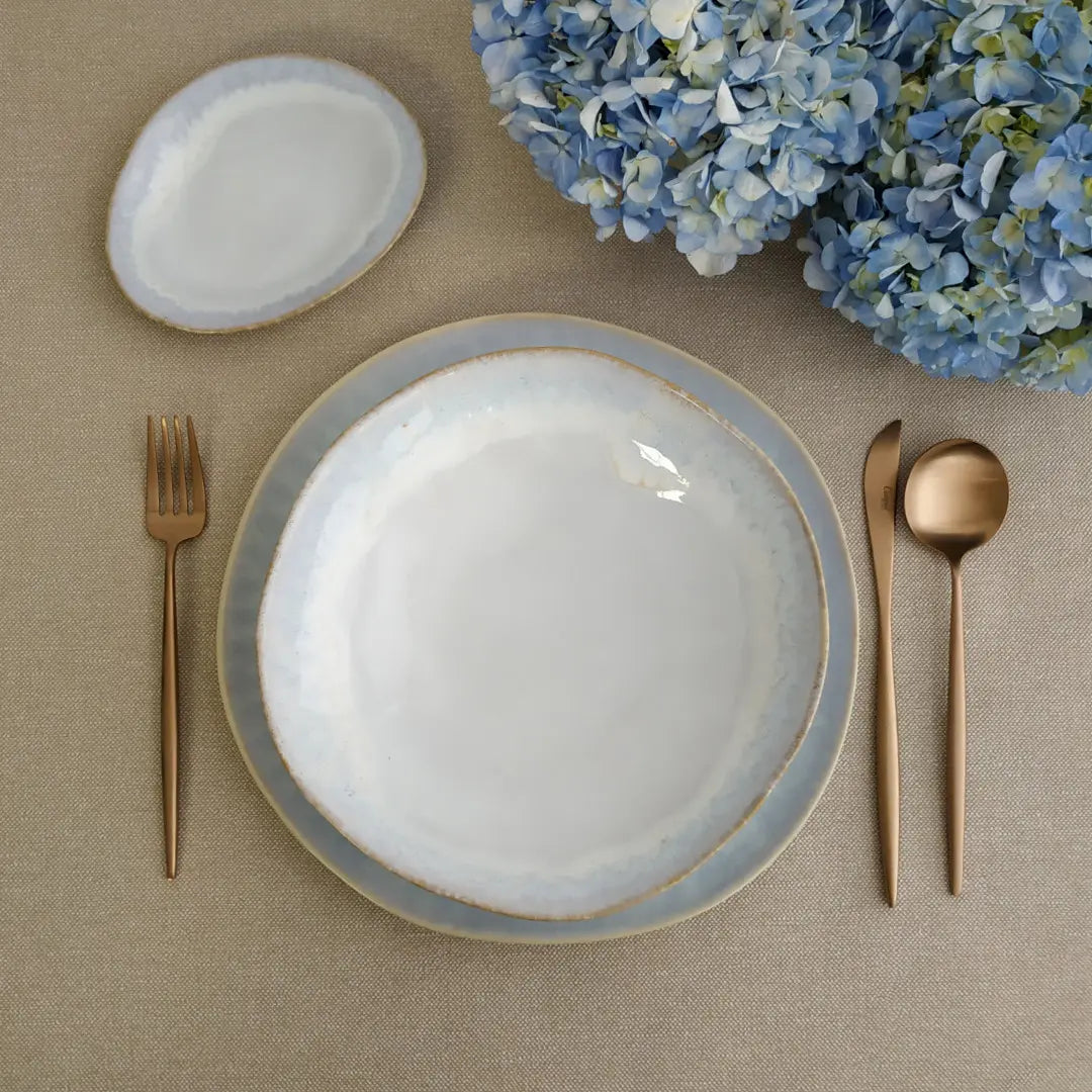 
Handmade Dinnerware Set "Brisa II Salt", 4 people, 12-piece