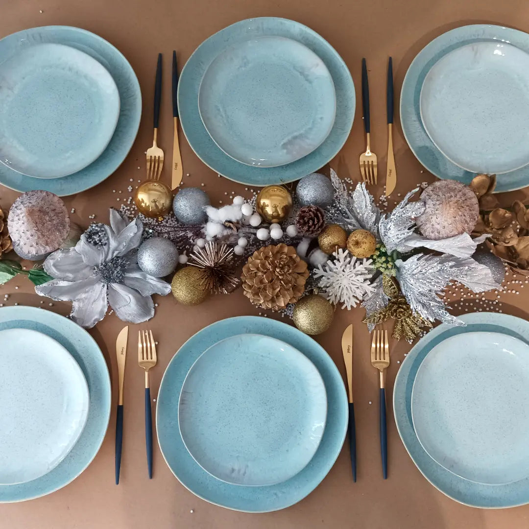 
Handmade dinnerware set "Eivissa Sea Blue", 4 people, 12 pieces