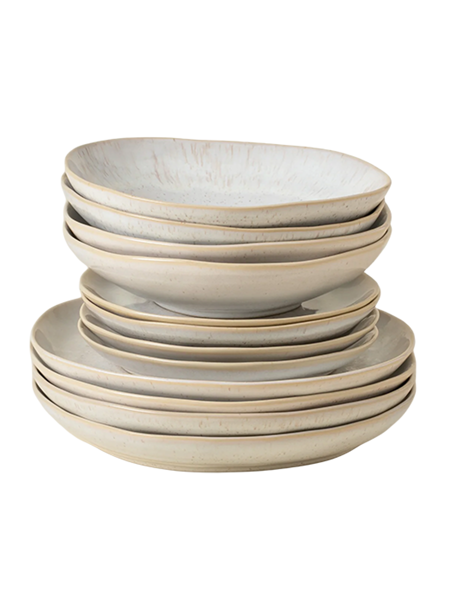 
Handmade Dinnerware Set "Eivissa Sand", 4 people, 12-piece