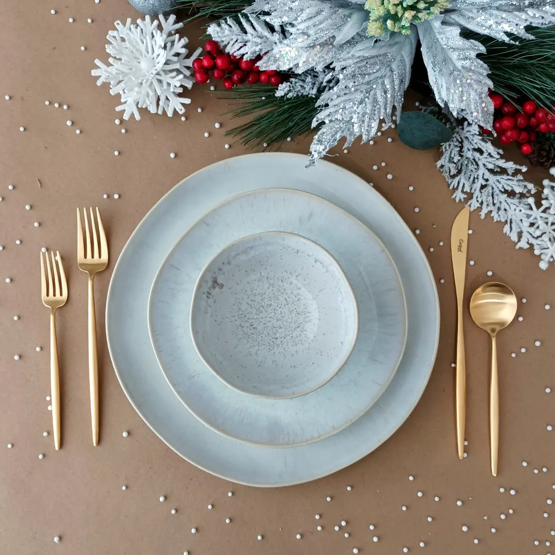 
Handmade Dinnerware Set "Eivissa Sand", 4 people, 12-piece