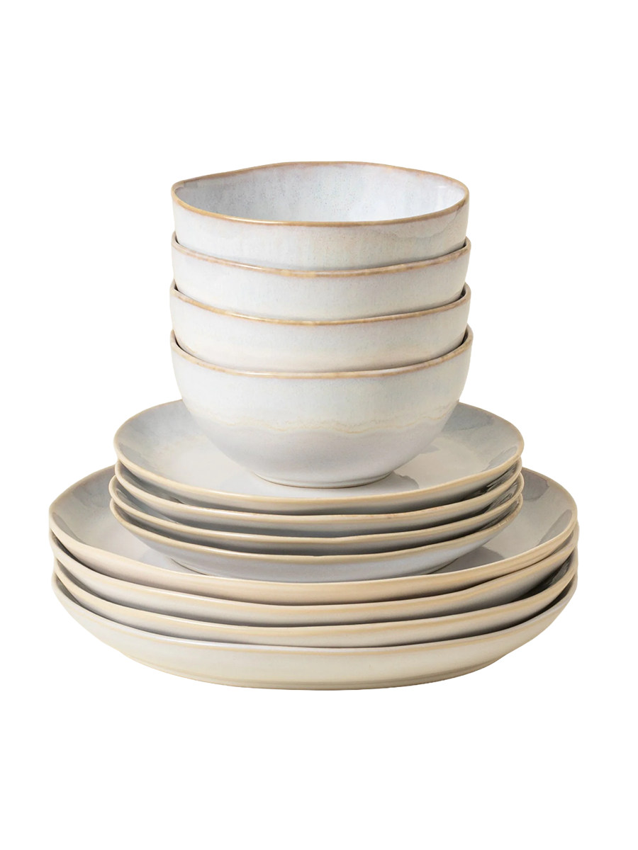 
Handmade Dinnerware Set "Brisa Salt", 4 Persons, 12 Pieces