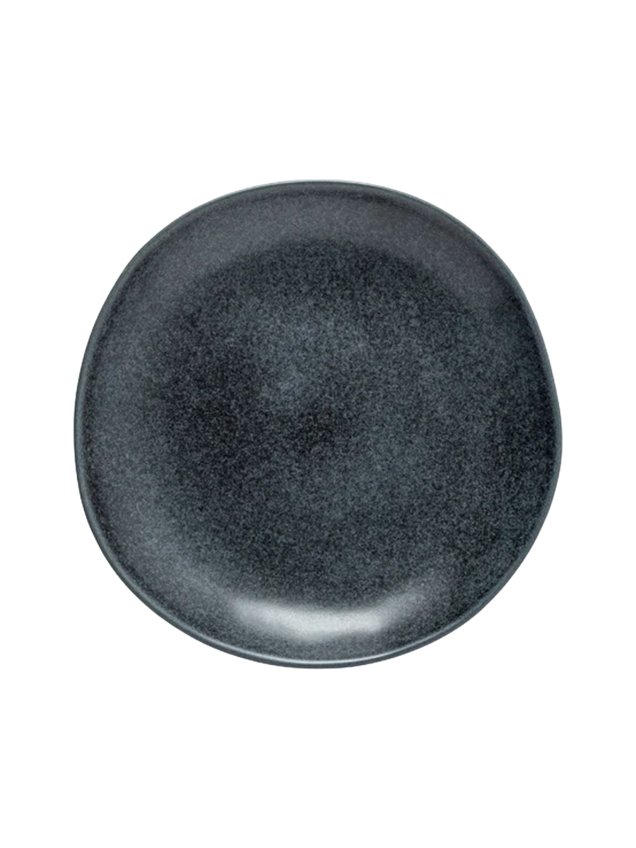 
Assiette à salade et à dessert artisanale « Livia » - Noir mat