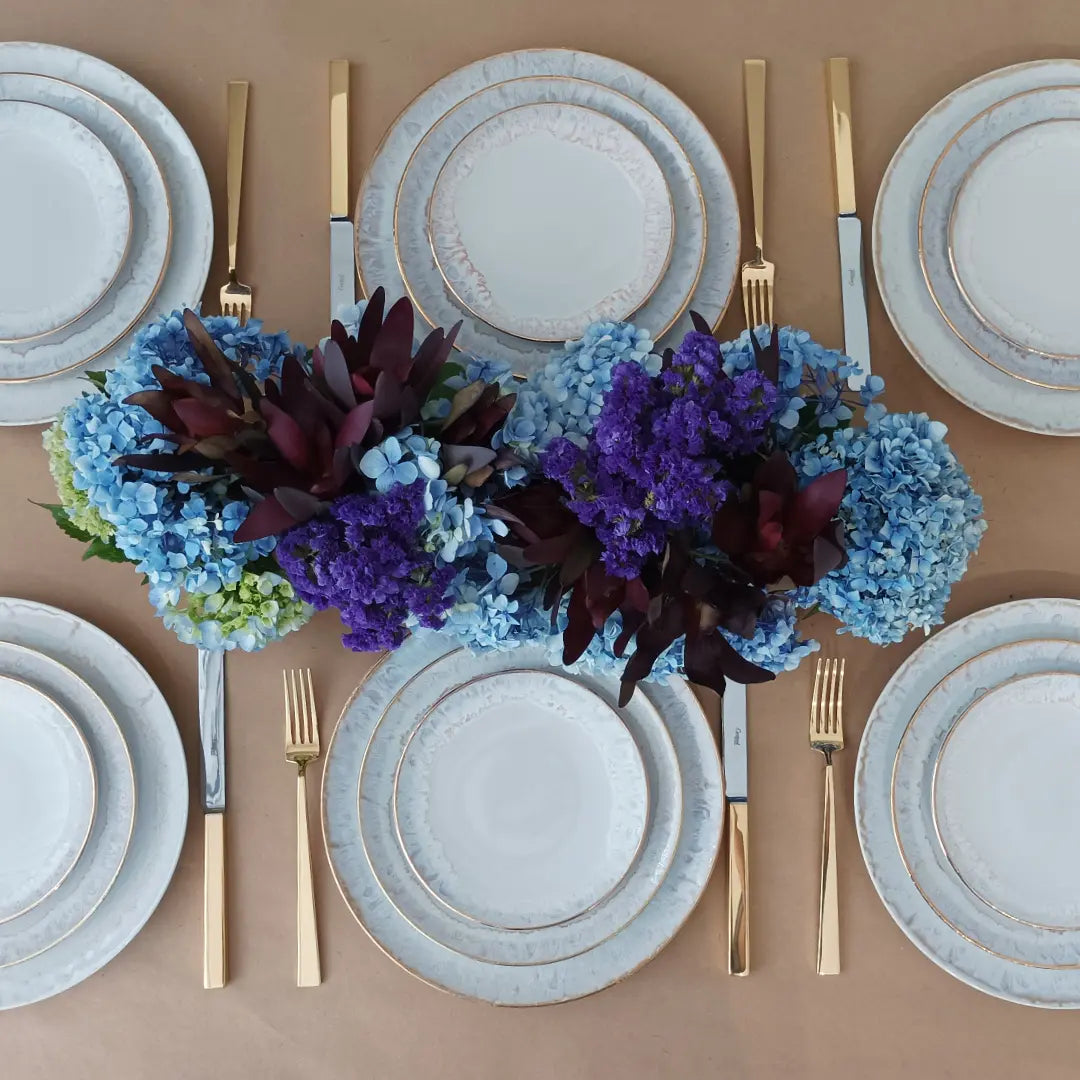 
Assiette artisanale salade et dessert « Eivissa » - Sable beige