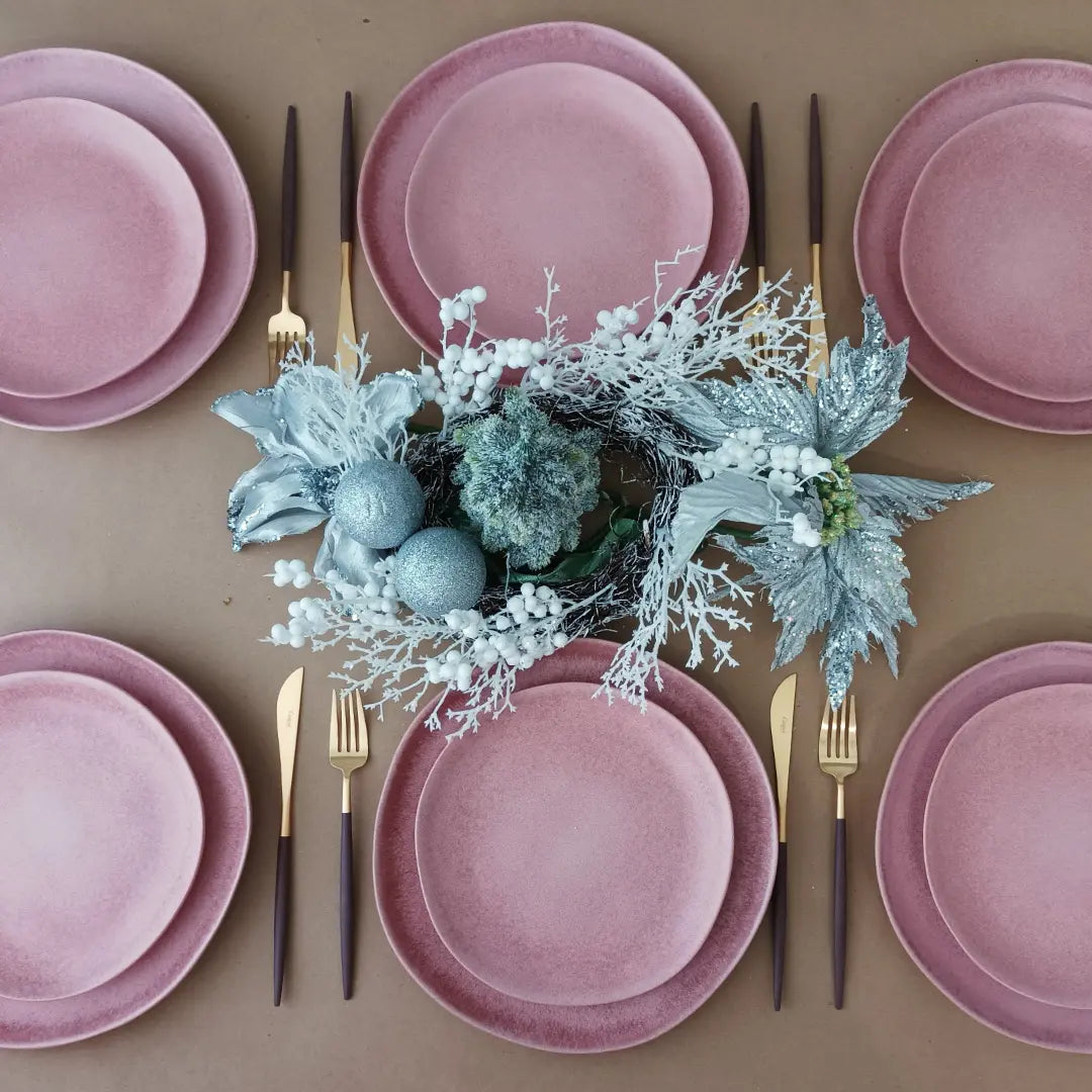 
Assiette artisanale « Livia » - Rose mauve