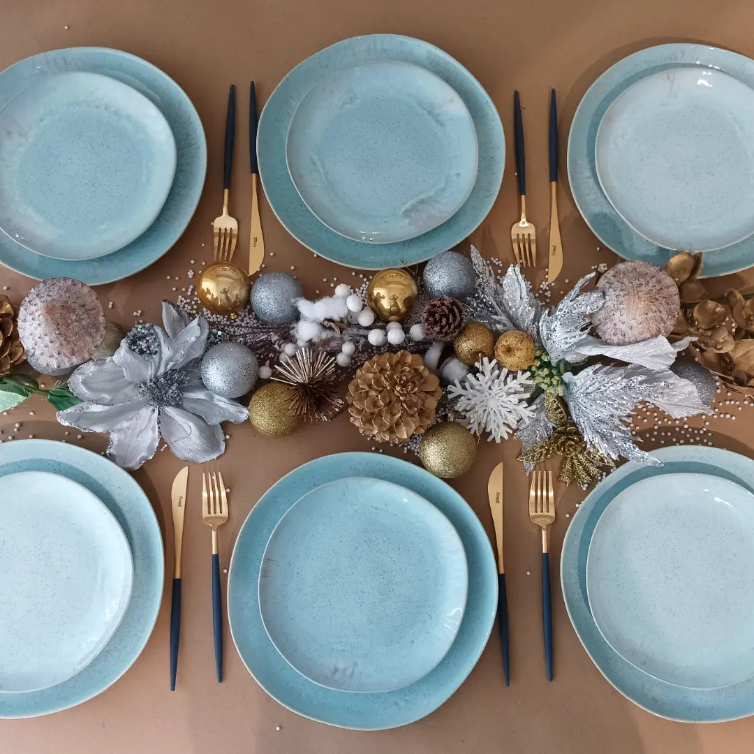 
Assiette à dîner artisanale « Eivissa » - Bleu Mer