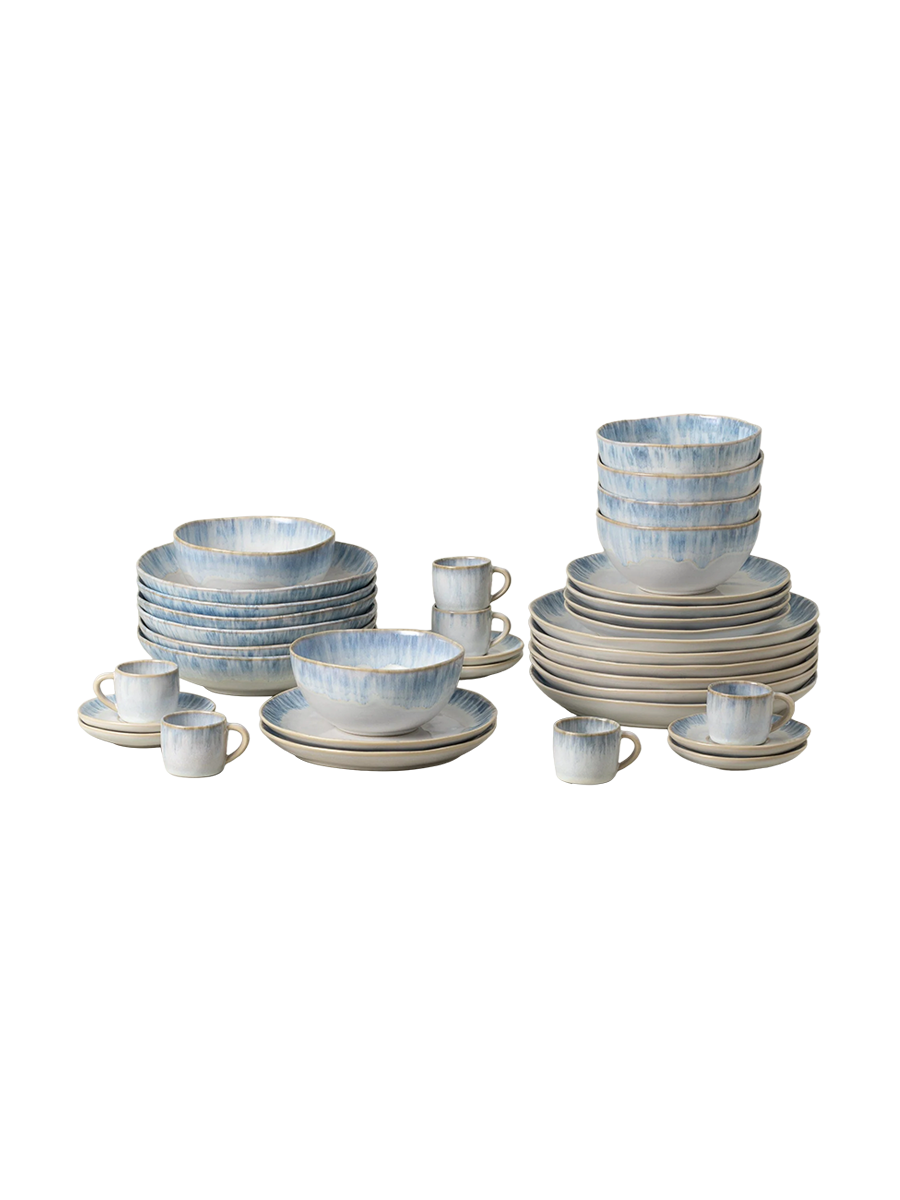 
Handmade Dinnerware Set "Brisa Blue", 6 people, 36-piece