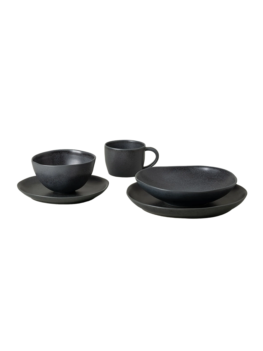 
Handcrafted Dinnerware Set "Livia Black", 5-piece