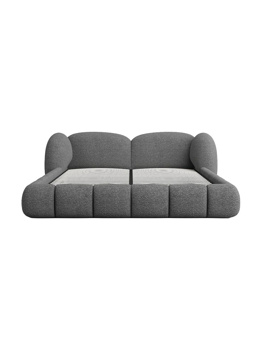 
Design Polsterbett „Amara“ mit Ablagefach, Bouclé Graphit - 140 x 200 cm