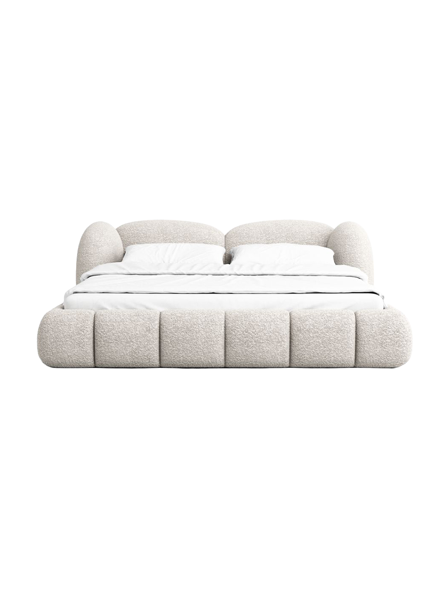 
Design Polsterbett „Amara“ mit Ablagefach, Bouclé Toffee - 140 x 200 cm