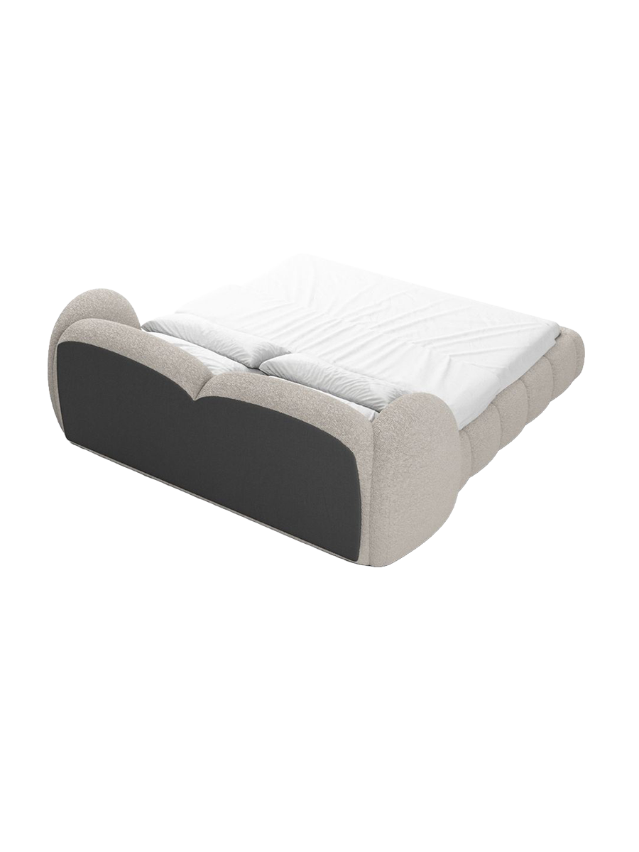 
Design Polsterbett „Amara“ mit Ablagefach, Bouclé Toffee - 140 x 200 cm