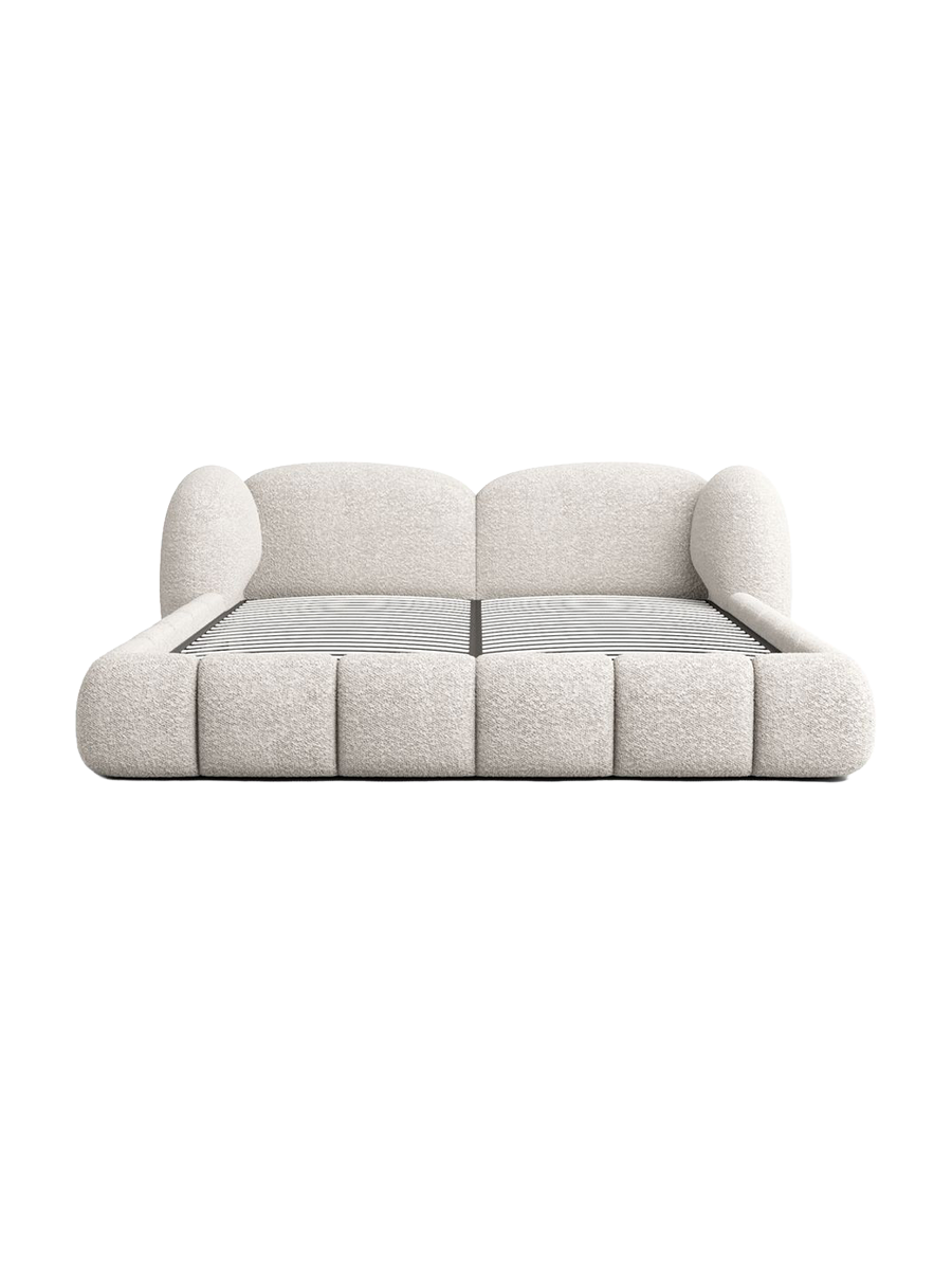 
Design Polsterbett „Amara“ mit Ablagefach, Bouclé Toffee - 140 x 200 cm