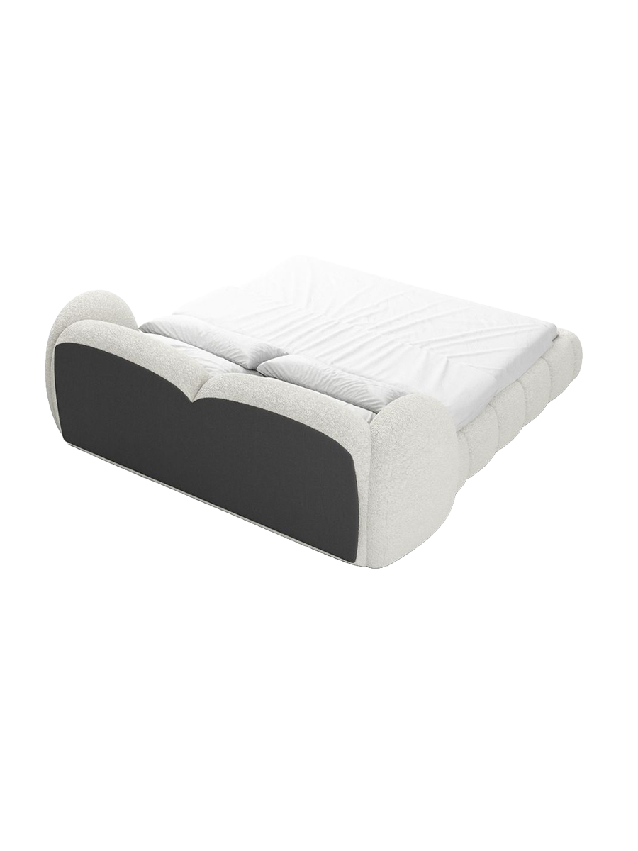
Design Polsterbett „Amara“ mit Ablagefach, Bouclé Weiss - 140 x 200 cm