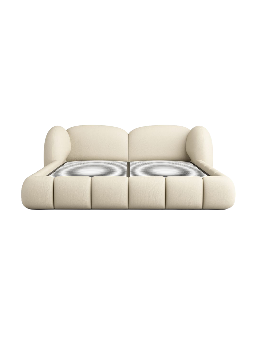 
Design Polsterbett „Amara“ mit Ablagefach, Kunstleder Beige - 140 x 200 cm