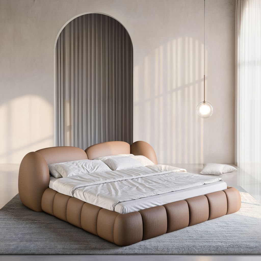 
Design Polsterbett „Amara“ mit Ablagefach, Kunstleder Choco Brown - 140 x 200 cm