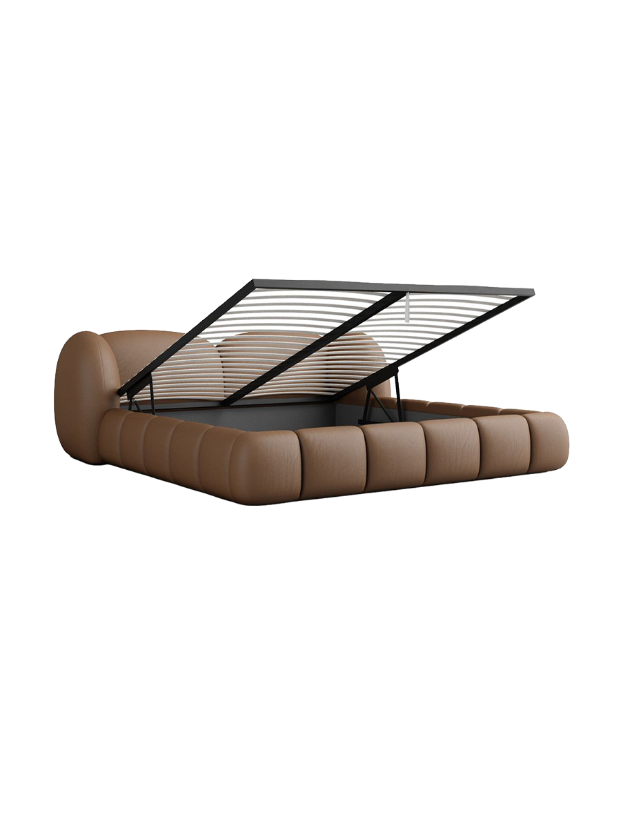 
Design Polsterbett „Amara“ mit Ablagefach, Kunstleder Choco Brown - 140 x 200 cm