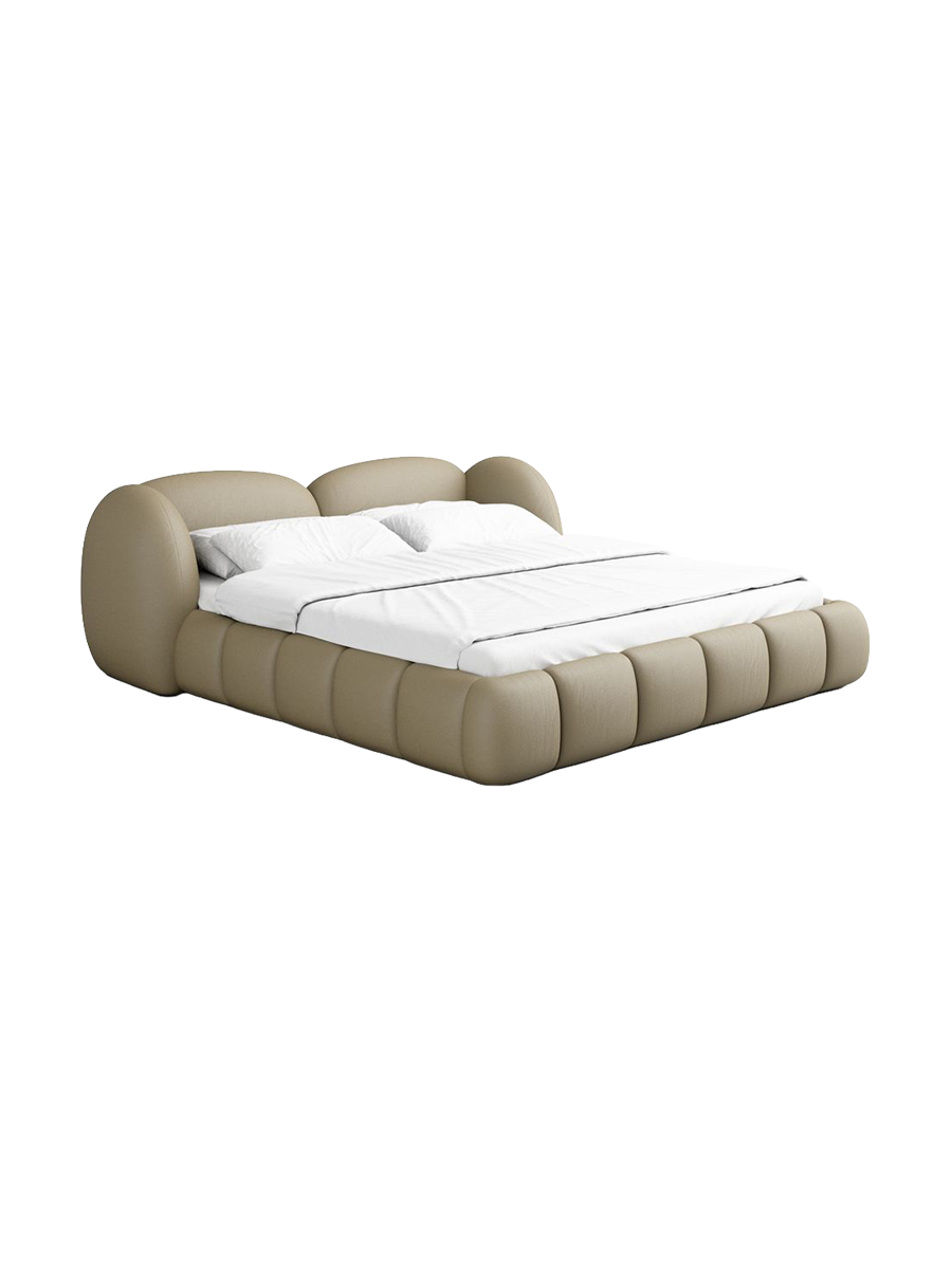 
Design Polsterbett „Amara“ mit Ablagefach, Kunstleder Beige dunkel - 140 x 200 cm