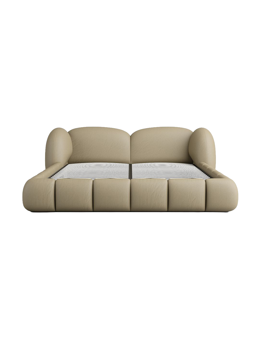 
Design Polsterbett „Amara“ mit Ablagefach, Kunstleder Beige dunkel - 140 x 200 cm