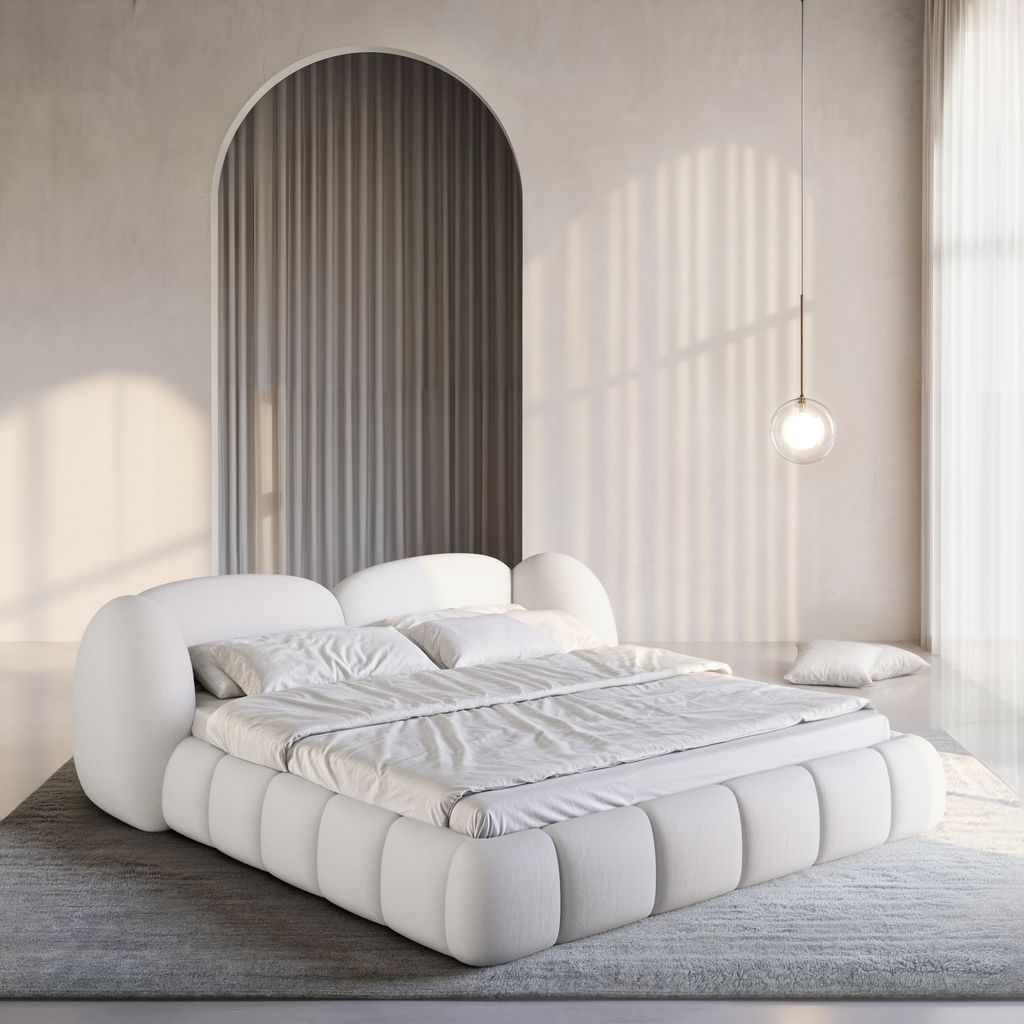 
Design Polsterbett „Amara“ mit Ablagefach, Kunstleder Weiss - 140 x 200 cm