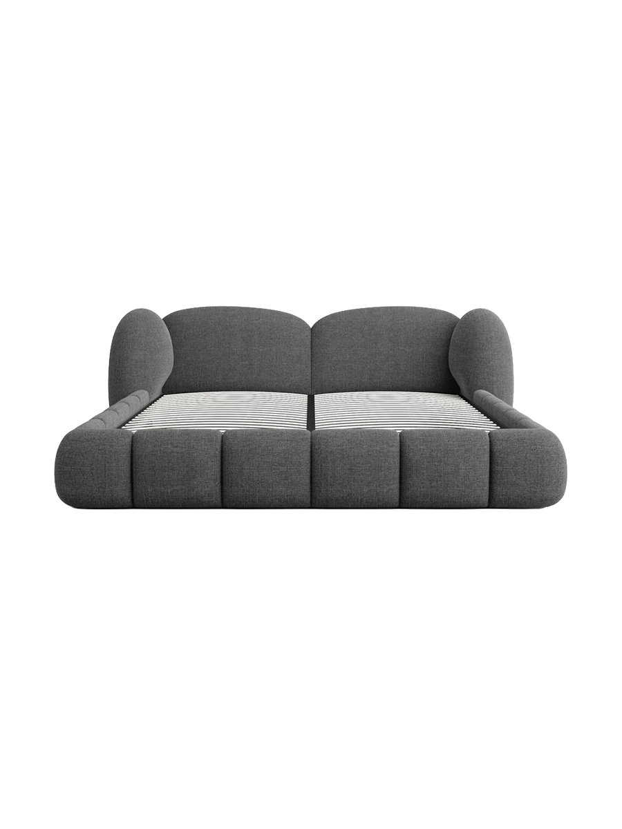 
Design Polsterbett „Amara“ mit Ablagefach, Webstoff Anthrazit - 140 x 200 cm