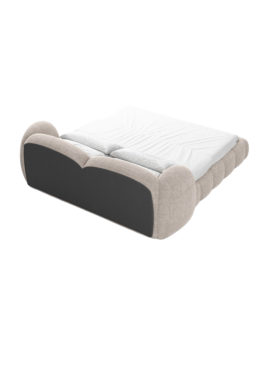 
Design Polsterbett „Amara“ mit Ablagefach, Webstoff Beige - 140 x 200 cm