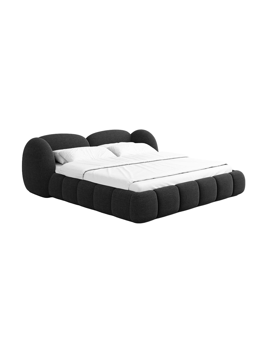 
Design Polsterbett „Amara“ mit Ablagefach, Webstoff Schwarz - 140 x 200 cm