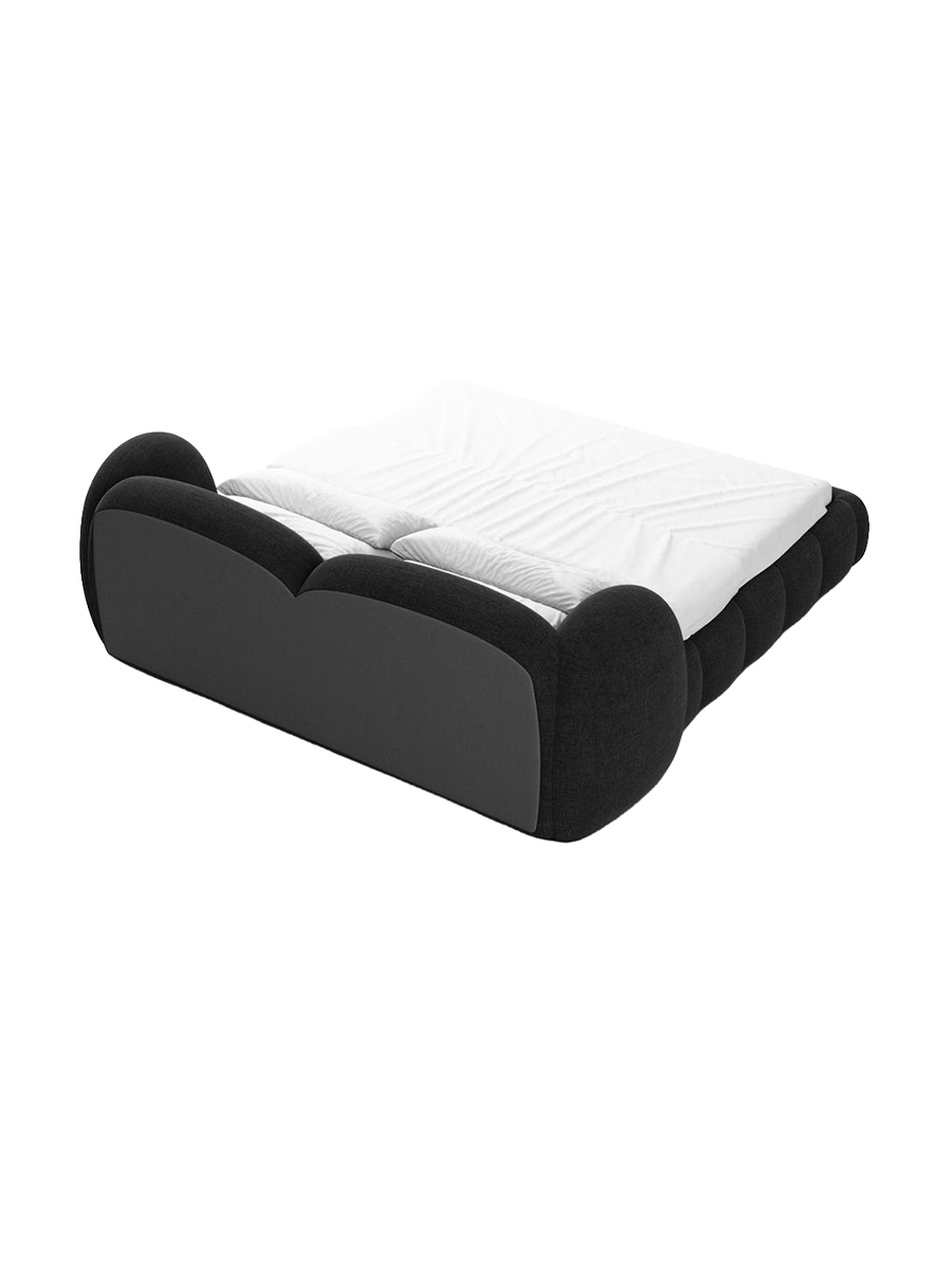 
Design Polsterbett „Amara“ mit Ablagefach, Webstoff Schwarz - 140 x 200 cm