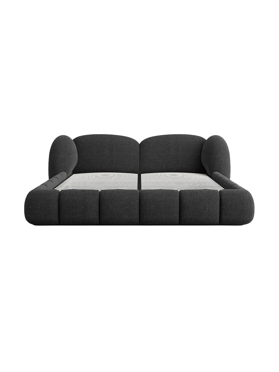 
Design Polsterbett „Amara“ mit Ablagefach, Webstoff Schwarz - 140 x 200 cm